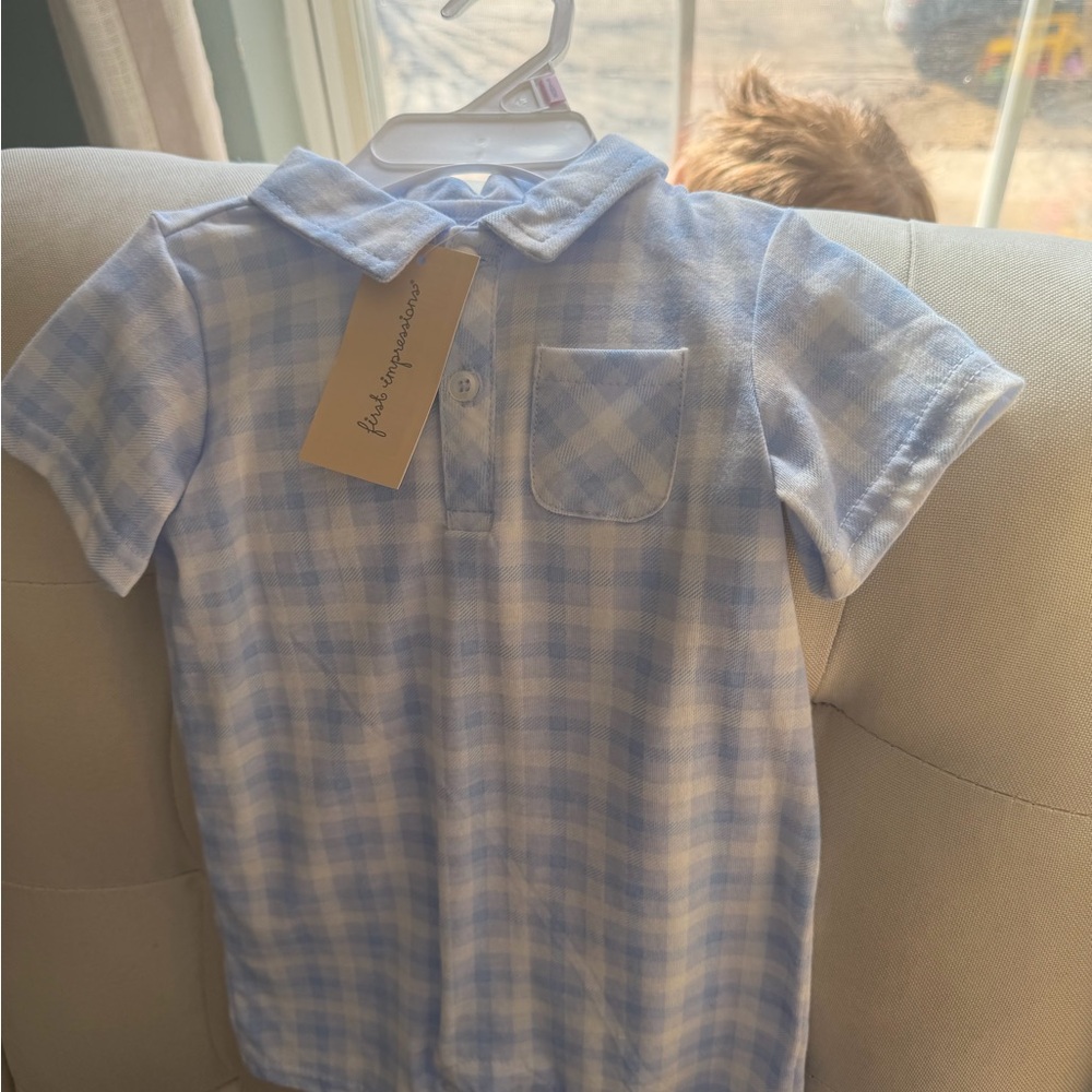 Plaid Blue child onesie by first impressions